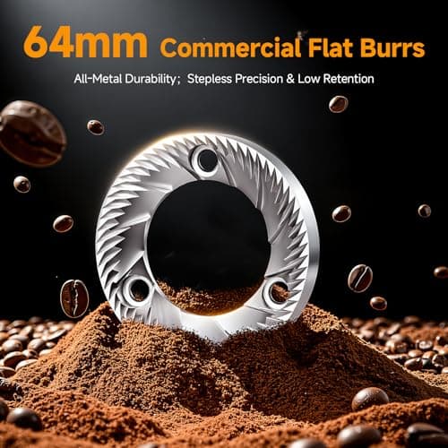 AMZCHEF Commercial Flat Burr Espresso Bean Grinder for Coffee Types - Thumbnail 2