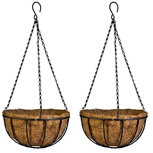 Kingbuy 8" Metal Hanging Plant Baskets with Coconut Liner (2 Pack) - Farmhouse Wire Planters Flower Pots for Plants Ferns Indoor Outdoor Balcony Patio Garden Decoration - Image 1
