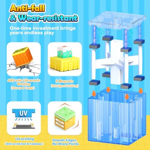 Gooidea Magnetic Blocks - 2-in-1 Magnetic Building Blocks, Creative Building Craft, Sensory Clicking & Rustling, Travel Toys, Kids Toys Games, Pocket-Sized Kitchen Magic Display - Thumbnail 5