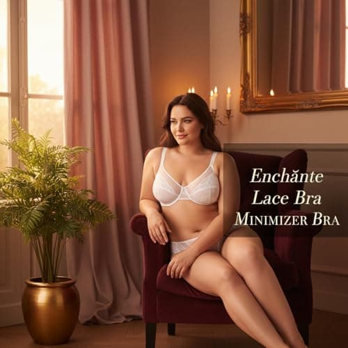 Vukoiswe Minimizer Bras for Women Full Coverage Unlined Underwire Bra Plus Size Bra for Heavy Breast White - Thumbnail 4
