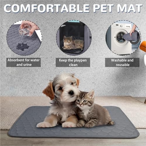 Portable Dog Cat Playpen with Waterproof Pad,Collapsible Pet Puppy Kitten Crate,Foldable Small Animals Kennel Cage for Indoor Outdoor Travel Camping,Water-Resistant Breathable Shade Cover (Green M) - Thumbnail 3