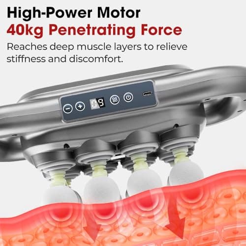 Back Massager for Relief Deep Tissue with Heat, 8 Heads Hands-Free Electric Back Massager, with 9 Modes & 9 Levels Deep Tissue Massage Gun for Pain Relief, Portable for Home & Office Use - Thumbnail 2
