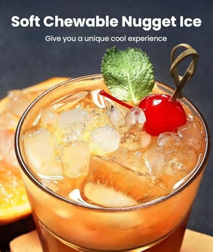 Antarctic Star Nugget Ice Maker Countertop,34Lbs/24H, One-Click Operation, Self-Cleaning, Ice Scoop&Ice Basket, Stainless Steel Pebble Ice Machine for Kitchen/Office/Bar (Steel Black) - Thumbnail 4