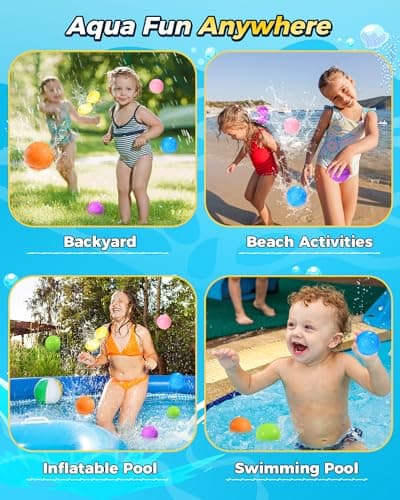 Reusable Water Balloons 12PCS - Summer Water Toys for Pool Beach & Outdoor, Self-Sealing Refillable Water Bombs for Kids Ages 3-14, Magnetic Splash Balls for Kids Fun Games & Activities - Thumbnail 5