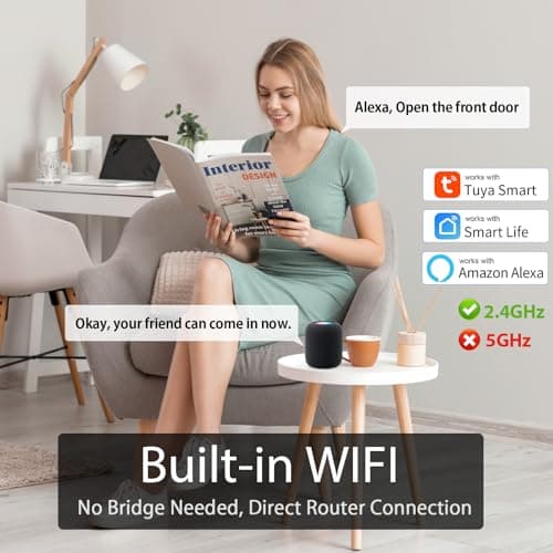 Smart Lock with Camera & Video Doorbell eLinksmart Keyless Entry Deadbolt with PIR Motion Detection, Built-in WiFi No Hub, Fingerprint Keypad Tuya App Alexa, 365-Day Battery, for Front Door - Thumbnail 5
