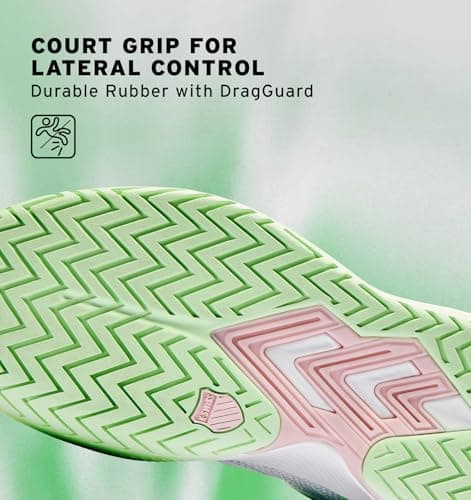 K-Swiss Women's Ultrashot Light Pickleball Tennis Shoe - Lightweight Court Shoes Lateral Movement Stable Support, White/Green 10 M - Thumbnail 6