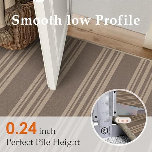 PureCozy Striped Easy Jute Rug 3x5 Nature Entryway Carpet Washable Non Slip Office Door Mat Farmhouse Neutral Non Shedding Small Indoor Outdoor Rug for Bathroom Kitchen Bedroom Living Room - Thumbnail 5