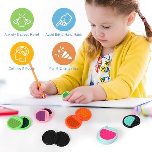 Fidget Toys Adults, Sensory Toys for Kids with Autism, Anxiety Relief Items for ADHD Stress Relief, Texture Worry Stone for Teens & Flip Slider - Treasure Box Toys for Classroom (3pcs) - Thumbnail 4
