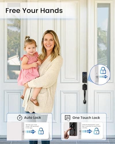 IBLOG Smart Deadbolt Lock Set, Fingerprint 5-in-1 Keyless Entry Door Lock with Handle, Touchscreen Keypad, APP Control, Auto Lock, Easy Install for Front Door - Thumbnail 5