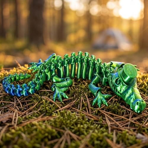 WISWIK 3D Printed Alligator for Outdoor: 32 Articulated Joints Comfortable to Fidget - Helper Stress-Relieving & Companion for Camping & Backpacking Trips - Travel Enthusiasts - Image 1