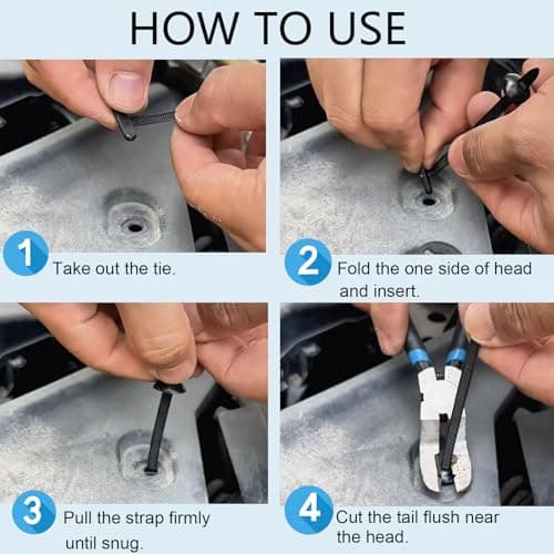 100PCS Upgraded Universal Cable Tie Buckle Foldable T-Head Nylon Cable Zip Ties Heavy-Duty Plastic Self-Locking Zip Tie Push Pin Automotive Zipper Clips for Cars Repairs Bumper Fender Liner Fasteners - Thumbnail 2