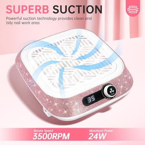CHRISTINE SHELLY Nail Dust Collector, Rechargeable Dust Collector Nail Tech, Powerful Vacuum Fan Vent Dust Extractor Dust Suction Machine for Acrylic Nails Polishing Salon & Home - Thumbnail 6