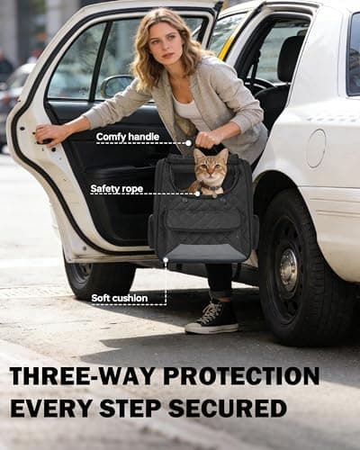 Cat Backpack Carrier with Detachable Round Play Tunnel, 2 in 1 Expandable Cat Backpack with Breathable Mesh,Cat Carrying Backpack for Cat 17lbs & Small Dog 13lbs,Black. - Thumbnail 5