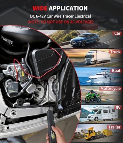 EM415Pro Wire Tracer Electrical Automotive Open & Short Finder, VEHLIVE 6-42V DC Circuit Tester Automotive Circuit Breaker Finder Fault Probe Wire Tracker Electrical Cable Tracer for Car, Boat,Trailer - Thumbnail 6