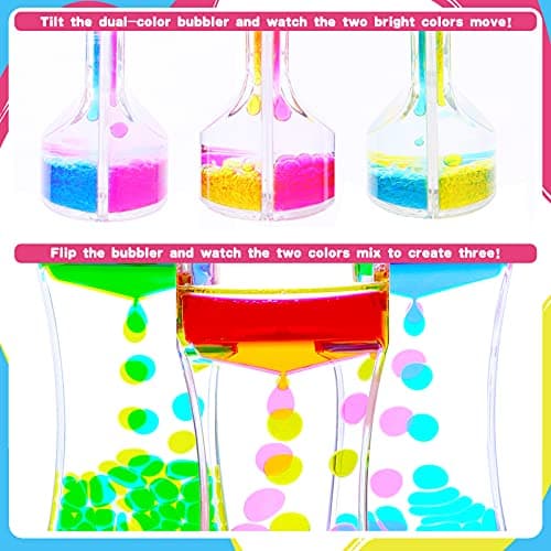 Cucue 2 Pack Liquid Motion Bubbler - Sensory Toys for School, Home, Office - Colorful Liquid Hourglass for Calming & Relaxing - Gifts for Kids & Adults -New Model 6.7x2.6in - Thumbnail 2