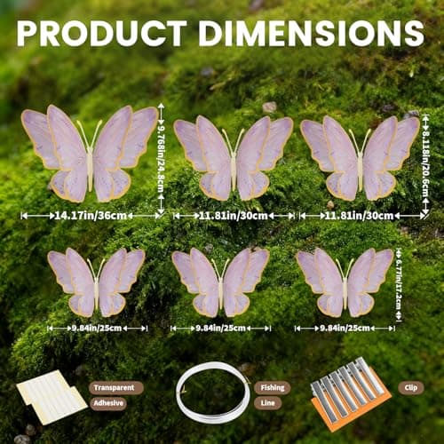 Giant 3D Metallic Gold Butterfly Wall Decor, 10"-20" Oversized Hollow-Out Paper Butterflies for Wedding Backdrop, Storefront Display & Luxury Nursery Art (Purple) - Thumbnail 6