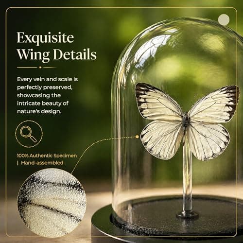 Real Taxidermy Butterfly Specimen Cepora Nadina Shadow Box, Butterfly Gifts for Women Girls with Glass Cover, Butterfly Decor for Bedroom Office Living Room Desk ﻿ - Thumbnail 5