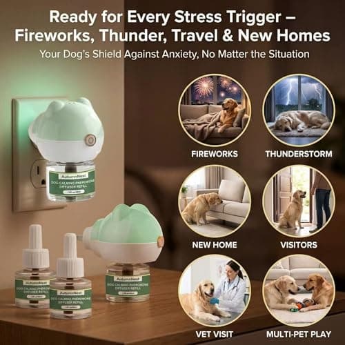 Calming Diffuser for Dog, Pheromone Plug-in Set (2 Diffusers & 6 Refill 48ml) for Dog Anxiety Relief, Reduces Barking, Aggression, Destructive Behavior, Fireworks Fear, 180-Day Dogs Calming Diffuser - Thumbnail 4