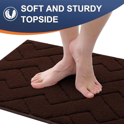 OLANLY Indoor Door Mat, 36x24, Dirt Resistant and Absorbent, Sturdy Non-Slip Rubber Backing, Easy to Clean, Washable Low-Profile Doormat for Entryway, Dark Brown - Thumbnail 5