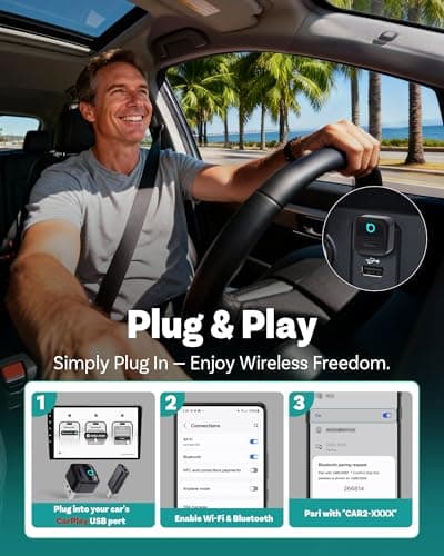 OTTOCAST Mini Pico Wireless CarPlay Adapter, No More Cables, Dual Phone Memory, One-Button Switch, Wi-Fi 6 & Bluetooth 5.4 - Thumbnail 6