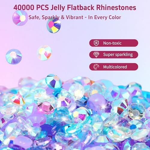 40 Colors Rhinestones Bedazzling Kit, 40000Pcs 3mm Flatback Rhinestones for Bedazzling with B7000 Glue, Tweezer & Pickup Pen, Sparkle Bedazzled Kits for Nail Art DIY Crafts Shoes Phone Case - Thumbnail 5