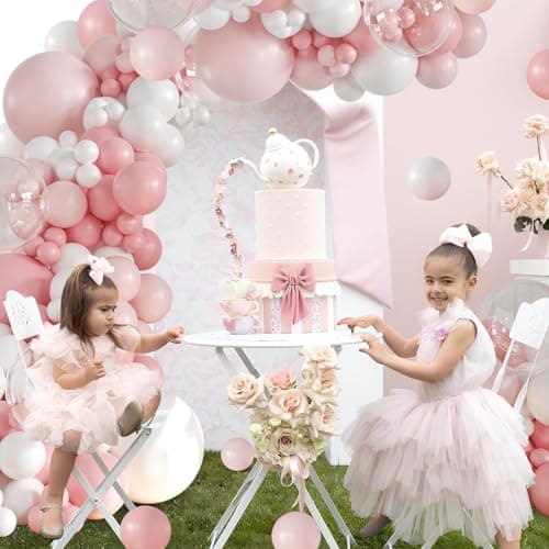 Pink Balloon Arch Kit 132Pcs Pink and White Balloon Arch Garland Kit Include Light Pink White Balloons Clear Balloons for Birthday Wedding Baby Shower Anniversary Bachelorette Bridal Party Decorations - Thumbnail 4