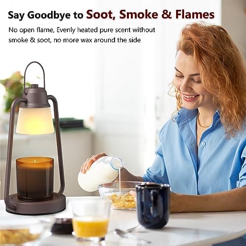 Candle Warmer Lamp with Timer for Women, Dimmable Electric Wax Warmer Lamp for Jar Candles, Candle Lamp Warmer with 2 Bulbs,Home Decor, Birthday Gifts for Mom Men - Thumbnail 4