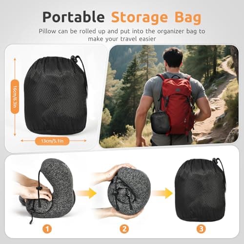 Joytential Travel Neck Pillow with Large Hood for Long Flights, Privacy Hooded Plane Pillow with Skin-Friendly Cover, Memory Foam, Travel Pillows for Road Trip, Airplane, Office Rest (Grey) - Thumbnail 5