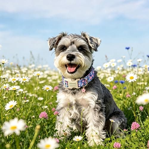 Lionet Paws Floral Dog Collar Summer Wildflowers Daisy Fleabane Collars with Pink Peach Pattern Pendant - Female Girl Dog Collar for Small Medium Dogs S - Thumbnail 2