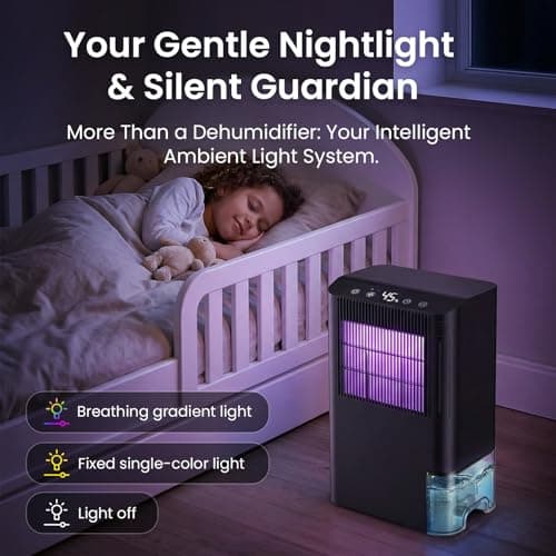 Dehumidifier for Home, Dehumidifier for Basement with Drain Hose/Humidity Display/85 OZ Water Tank/Washable Filter/Auto Shut Off/Ultra Quiet, Small Dehumidifier for Bedroom, Bathroom, RV, Whole Home - Thumbnail 5