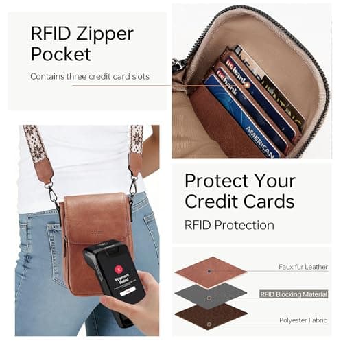 GEMIU Cross Body Bags for Women Rfid Wallet Purse for Women Cell Purse Small Purse Brown - Thumbnail 4