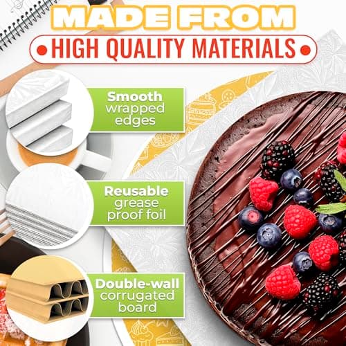 1/4 Sheet Cake Board Rectangle Cake Drum - 9.9x13.8 Rectangle Cake Board for Pastries, Grease & Moisture Resistant Thick Sturdy Cardboard with Fancy Pattern for Easter Baking Presentation - Thumbnail 3