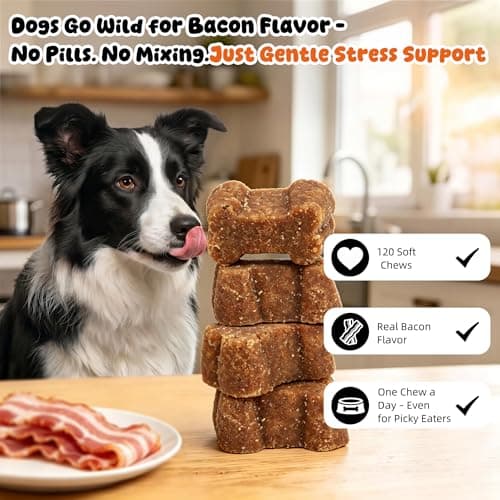 Pounzene Dog Calming Chew, Melatonin Dog Treats for Relaxation, Bacon 120ct - Thumbnail 2