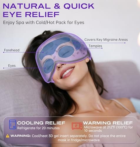 Sleep Mask Headphones Bluetooth 5.4 with 3D Removable Hot & Cold Compress, TOPOINT Weighted Eye Mask Blackout Soft, Cooling Breathable for Women Men Deep Sleep Relax Tired Eyes Migraine Office Travel - Thumbnail 5