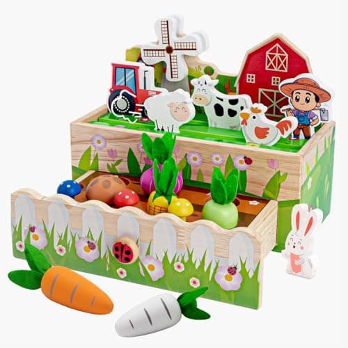 Montessori Toys for 1-3 Year Old | Wooden Animal Farm Toddler Toys | Shape Sorting Educational Learning Fine Motor Skills | 1st First Birthday Gifts Easter for Girl&Boy - Image 1