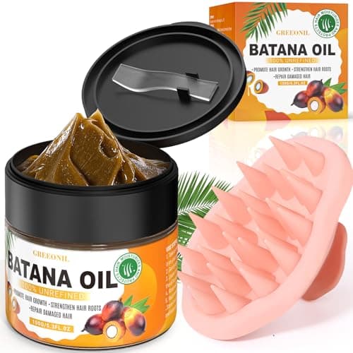 GREEONIL Batana Oil with Scalp Massager Shampoo Brush for Hair Growth, 100% Unrefined, Organic and Natural Dr Sebi Raw Batana Oil for Men Women,Eliminate Frizzy, Damaged and Split Ends - Image 1
