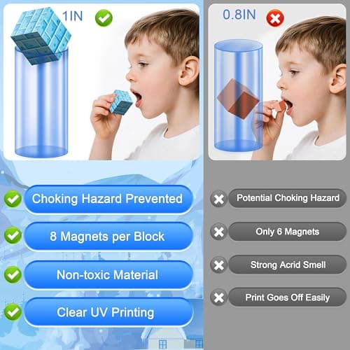Winchoice 150PCS Magnetic Blocks Magnet Building Toys, Frozen World - Magnetic Cubes Blocks Light Up STEM Sensory Toys for Kids Toddlers Age 3+, 1 Inch - Thumbnail 4