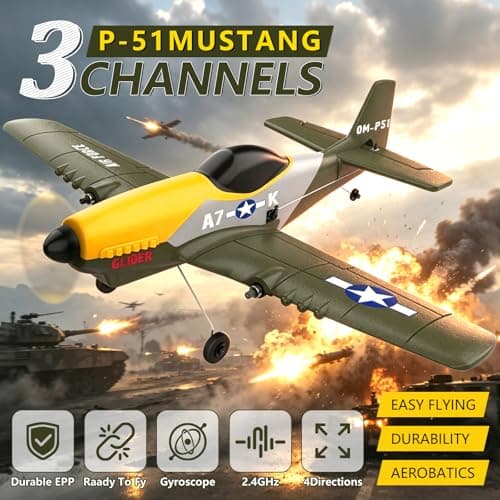 OMNANGO RC Plane, 3 Channel Remote Control Airplane with 2.4GHz 6-Axis Gyro for Kids 8-12 & Adults, Beginner-Friendly Outdoor Jet Plane, Rechargeable Battery, Easy to Fly - Thumbnail 2