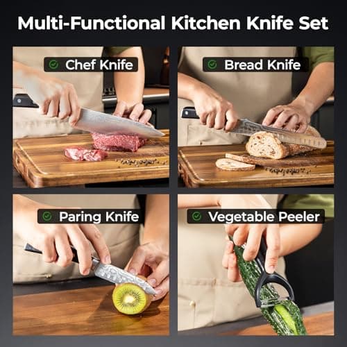 CoquusAid Kitchen Knives Set, 4 PCS Professional Chef Knife Set, Razor Sharp High Carbon Stainless Steel Knife Set, Ergonomic Handle Design, Ideal for Everyday Home Use, Perfect Gifts for Kitchen - Thumbnail 2