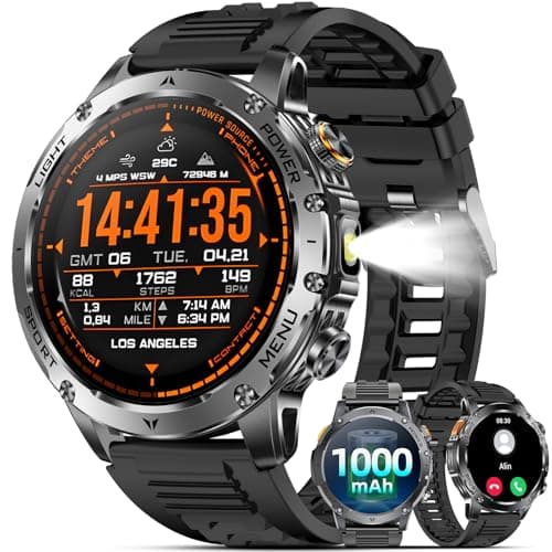 Military Smart Watches for Men (Answer/Make Calls), Smart Watch with 100-Days Extra-Long Battery, IP68 Waterproof, Heart Rate/Sleep Monitor 100+ Sport Modes 1.7″ Fitness Watch for Android/iPhone - Image 1