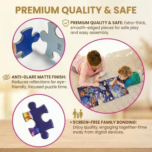 NurtureNook Puzzles for Kids Ages 6-8, 3-in-1 Progressive Jigsaw Puzzle Set (108, 120, 135 Pieces), Advanced Fantasy Toys (Space, Mermaid & Magic Forest), Birthday Gift with 3 Storage Boxes - Thumbnail 4