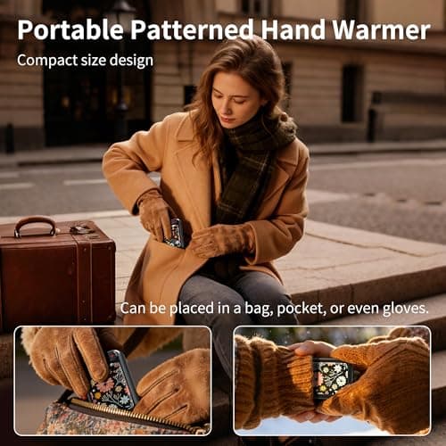 Lerat Hand Warmers Rechargeable, Hand Warmers Electric Gifts- Fast Heating Hand Warmer with 3 Heat Settings, Portable Hand Warmer Reusable Gifts for Women,Great for Camping Hiking,Black Tenacious Glow - Thumbnail 4