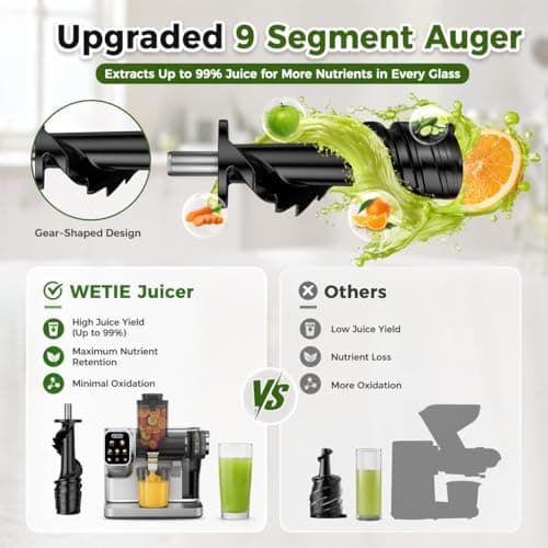 WETIE Cold Press Juicer, 3-in-1 Juicer Machines with 99% High Juice Yield - Thumbnail 6