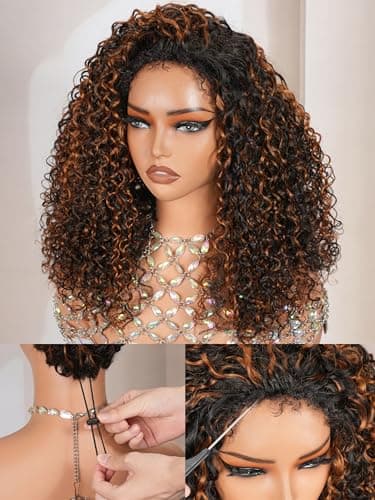 1B/30 Balayage Half Wig Water Wave Human Hair 26 Inch | 4C Edges + Invisi Drawstring Flip Over Wig | 3-In-1 Style | Glueless & Airy Cap | 3B/3C Texture Blend | Quick Install for All Day Wear - Image 1