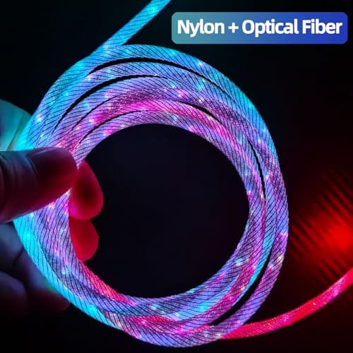 ULIKTO 6.6ft/2m Type C Cable Nylon Braid Led Light Up Charger Cord 66W 5A QC3.0 Visible RGB Color Changing USB A to USB C Fast Charger Data Sync Cord for Samsung Galaxy S21/S20 S10/S9/Note 20/10/9/8 - Thumbnail 2
