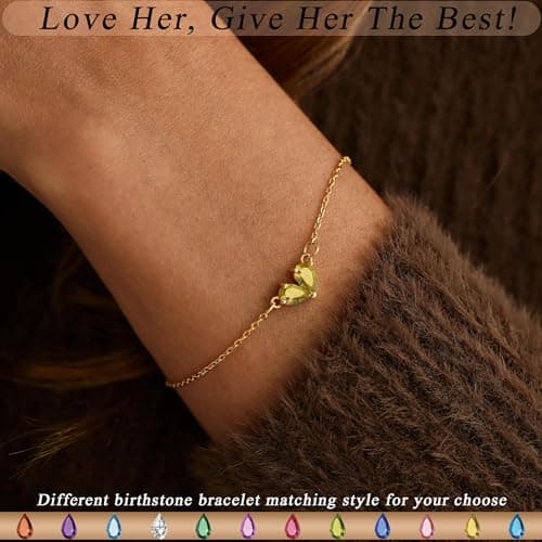 Birthday Gift for Women, Birthstone Bracelets for Women November Birthday Gift Dainty Wife Christmas Gift Ideas Best Friend Christmas Gift Topaz Bracelet - Thumbnail 4