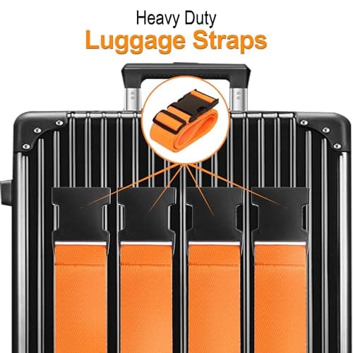 Luggage Straps for Suitcases TSA Approved Travel Belt 4 Pack by Chelmon(Orange) - Thumbnail 3