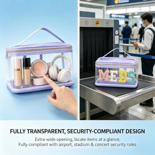 DegoCython Medicine travel bag, Waterproof Nylon PVC, Embroidered Mesh Compartment, Anti-Splash Clean Surface, clear travel bags for toiletries, Portable Med Medicine Holder, For Women Daily. - Thumbnail 4