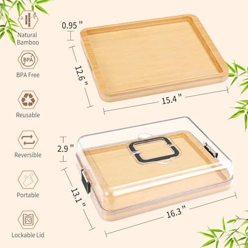 CAWIU Portable Travel Charcuterie Board with Lid and Handle - Large Bamboo Cheese Board with 4 Cheese Knife Set for Outdoor, Picnics - Weddings, House Warming Gift for Women (1 Compartment, Black) - Thumbnail 4