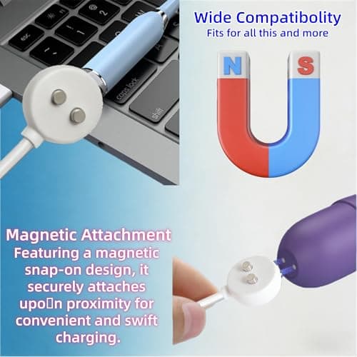 Rlissfiose 2Pack 6mm Magnetic Replacement Charger Cable with 2 Dots, 2.65ft(80cm) USB-A & USB-C Charging Port Set to Magnetic Cord for Rose Charger Toys,Massagers, Cleansers Electronics (Round-6MM) - Thumbnail 4